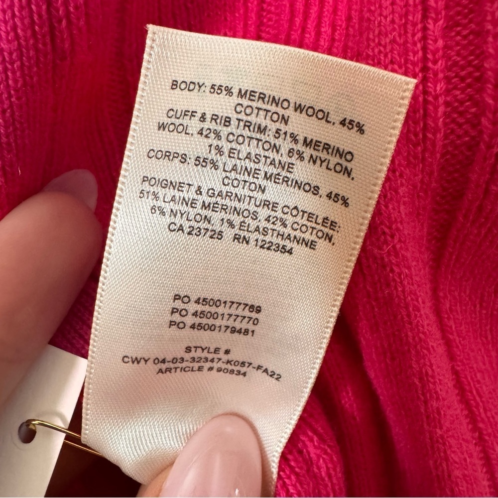 NWT Wilfred Artizia Plunge Front Wool Cardigan Sweater in "Vital Pink" Sz XXS - Picture 13 of 13